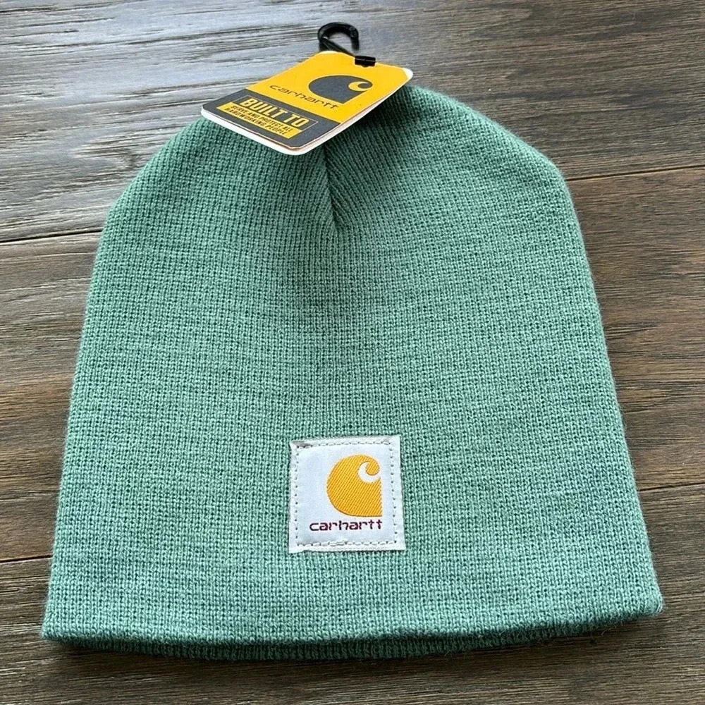Carhartt Knit Winter warm beanie, logo patch, Unisex, Sea Pine, A205, One size